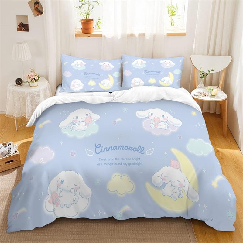 Cinnamoroll Kawaii Bedding Sets Cute Comforter Cover Bed Cover Duvet Cover Pillow Case 2-3 Pieces Sets Kids Adult Size
