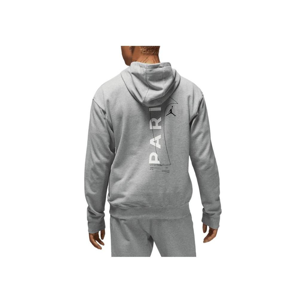 Jordan x Paris Saint-Germain Front Logo Fleece Pullover Hoodie Dark Grey Heather Men Streetwear DM3096-063