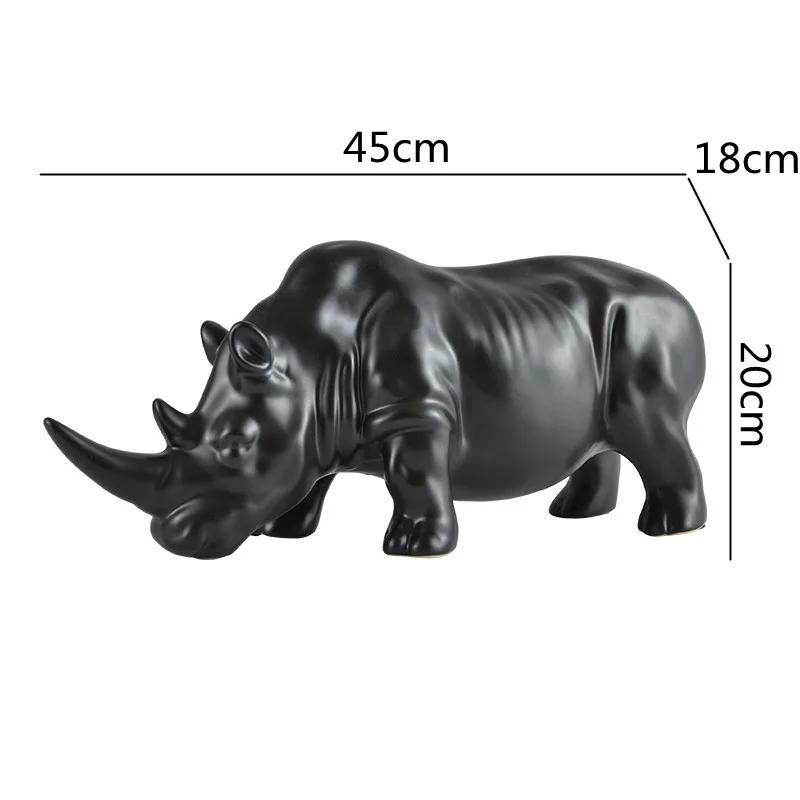 Ceramic Crafts Simulation Animal Sculpture Rhino White Rhino Ceramic Ornaments Animal Figures Home Decoration Accessories