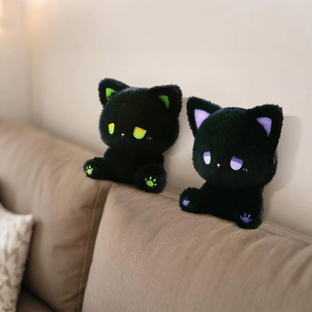Cute Emo Cat Plush Doll Super Soft Stuffed Animal Kitten Toy Kawaii Sitting Plushies Home Decor Gift For Teen Girls Anime Fans