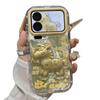 Luxury Premium Gold Pony Suitable for Apple 17Pro Mobile Phone Case IP16/15 New Year's 14 Feather Yarn 13 Bracket 12