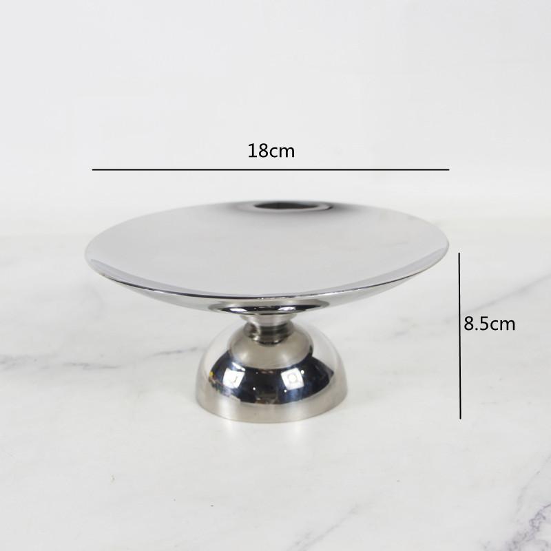 Luxury Silver Dessert Plate, High Footed Stainless Steel Dining Plate, Fruit Plate, Home Decoration, Kitchen Dining Table