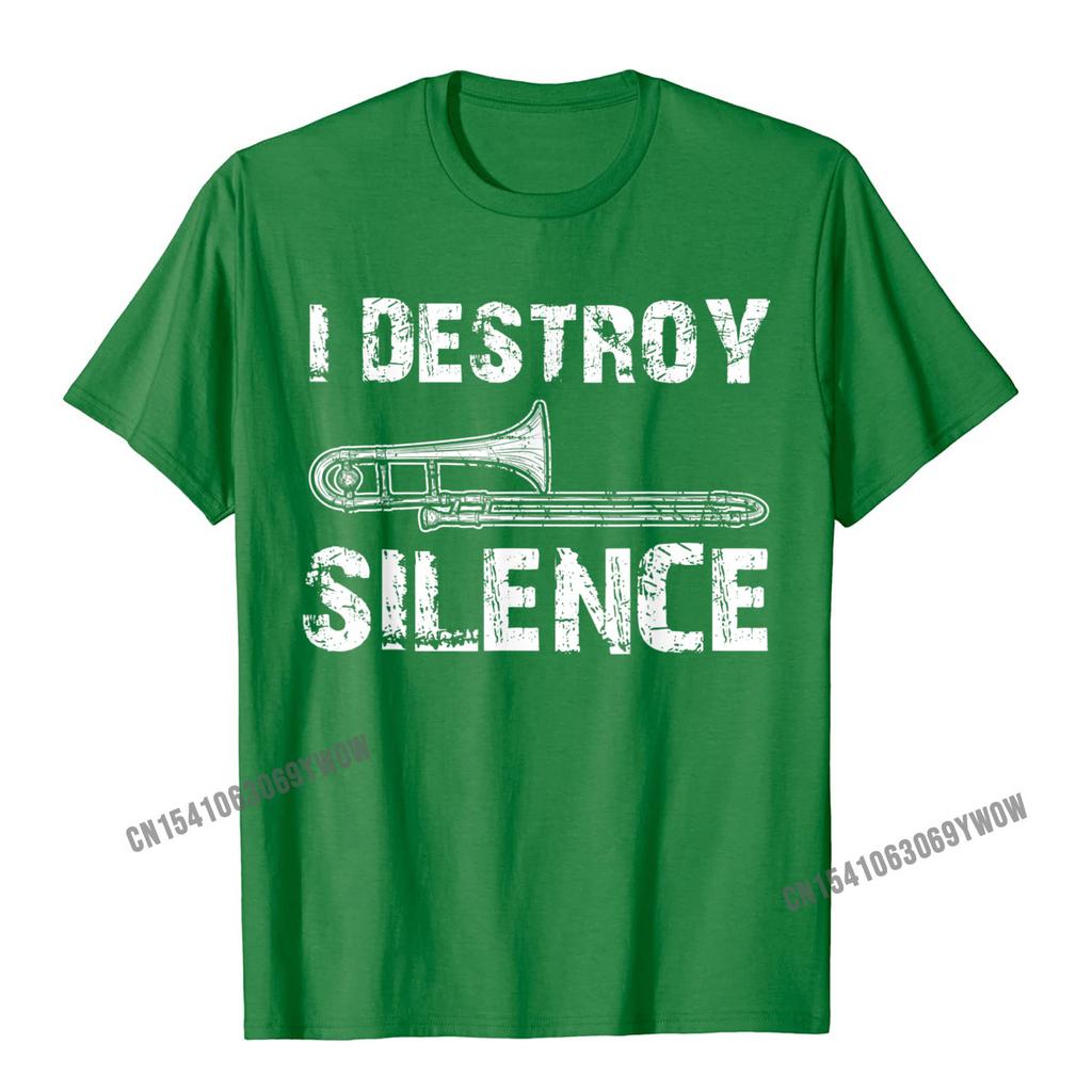 I Destroy Silence Funny Trombone Marching Band TShirt Camisas Unisex Tops Tees New Design Design Cotton Unisexs T Shirt Normal