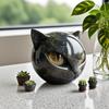 Black Cat Stone Sculpture Hand-Carved Crystal Healing Stone Cat Statue Kitten Art Piece Desk Decorations for Dashboard Desk