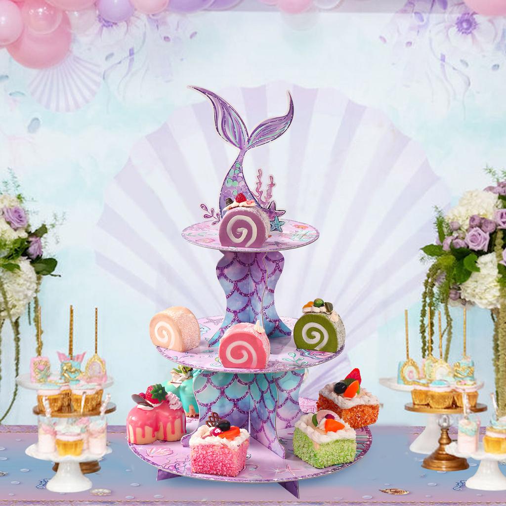 Alzata per Torta Sirena Portacupcake Decorazioni Festa di Compleanno Sirena Bambini Ragazza La Sirenetta Festa di Nascita Articoli per Festa Sott'acqua