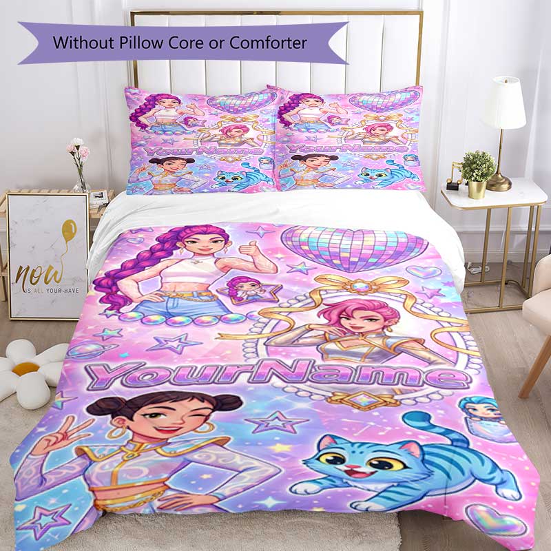 Demon Hunter Girls 8 Customize your name Bedding Set Breathable Duvet Cover with Pillowcases Home Decoration Birthday Gift