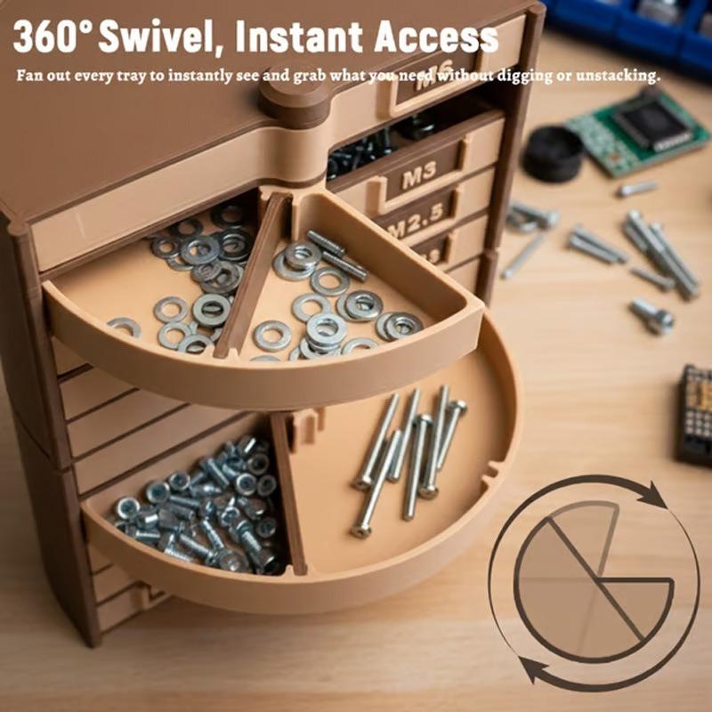 Modular Parts Storage Box, Adjustable Organizer for Hardware Screws, Stackable Tool Case for Workshop Garage Home DIY Craft