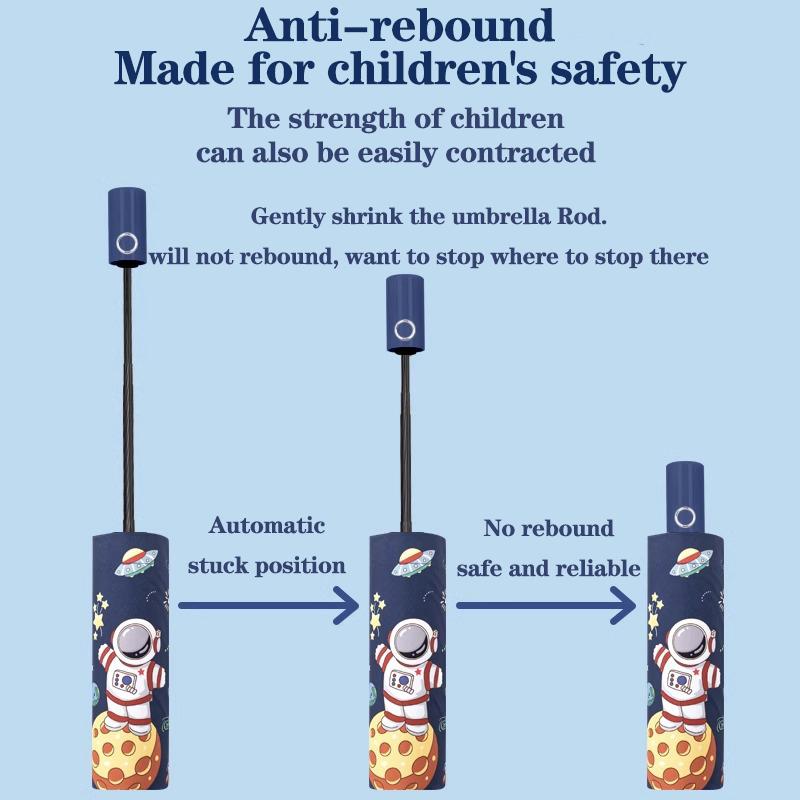 Sun Umbrellas ChildrenS Astronaut Dinosaur Anti Rebound Rain Umbrella WindproofUv Resistant Parasol Portable Folding Umbrella