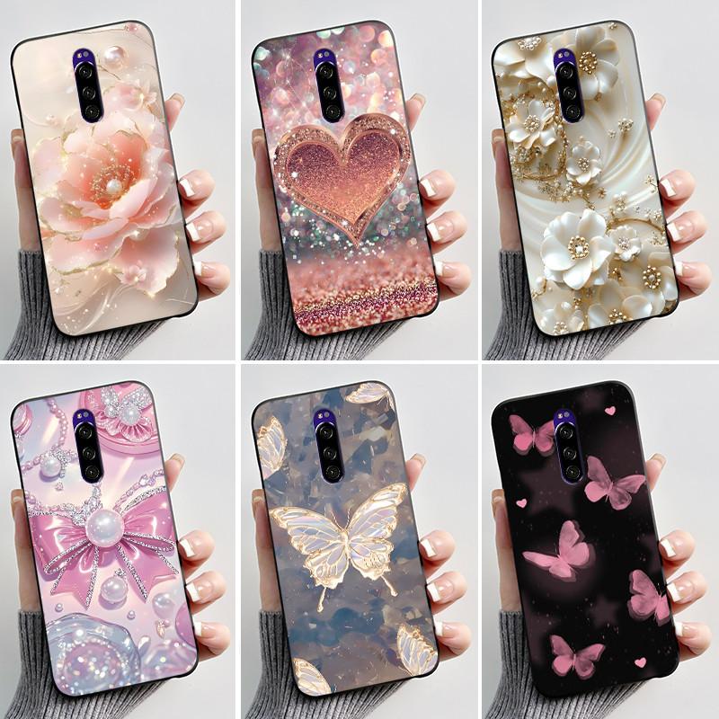 Printing Pattern Case For Sony Xperia 1 / Xperia XZ4 Funda Capa Soft Silicone Black Shell Cover Cute Flower Cartoon Casing Coque