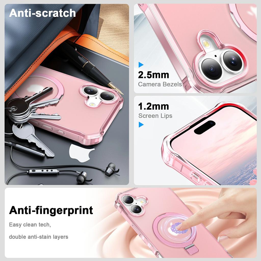 Für iPhone 17 Hülle Kompatibel mit MagSafe Matt Ständer Hybrid Handyhülle Kleine Wellenkante