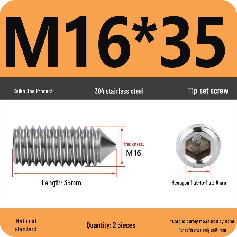 304 Stainless Steel Internal Hex Set Screw | Headless Grub Screw M2-M16