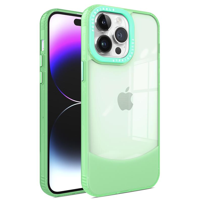 

For iPhone 15 Pro Case Dual Color Soft TPU Transparent Back Phone Cover Green