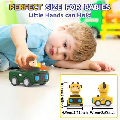 Press and Go Car Toys for Toddlers Animal Baby Car Toys Push Go Friction Vehicle Toys for Infants Birthday Gifts for Boys Girls