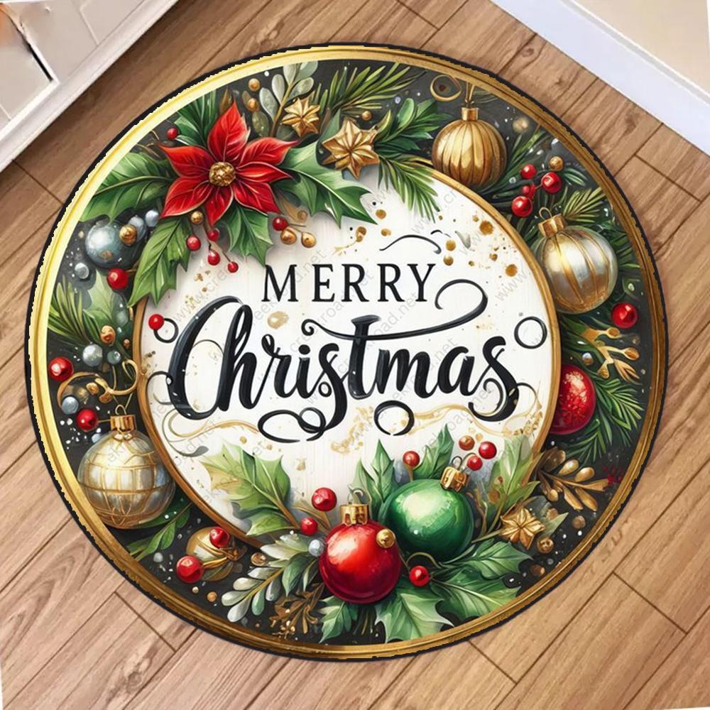 Traditional Christmas Plaid Rug Carpet Mat for Living Room Home Decoration Merry Christmas with Gnome Snowflake Tree Red Green