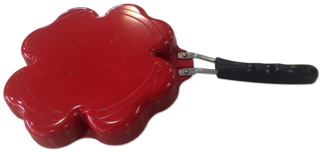 Sugiyama Metal IH-Compatible "Shiawase Wo Brings Happiness" Four-Leaf Frying Pan, Red, KS-2812
