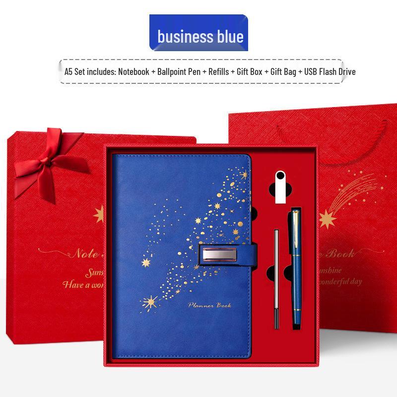 Set de regalo de cuaderno Star Double Line 2026: Libro de registro de reuniones de negocios y oficina de mayor grosor
