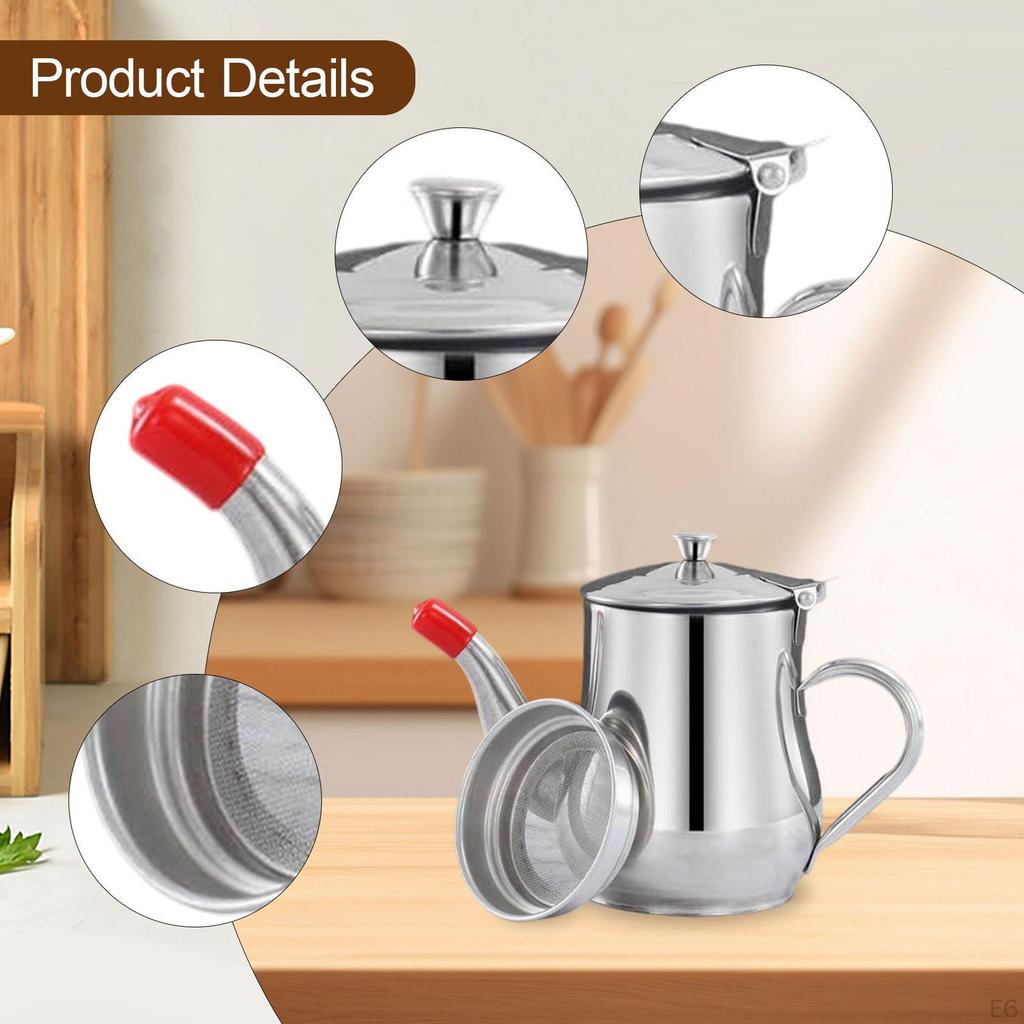 Container, Portable Kitchen Oil Storage Container with Strainer, Dispenser And Jug for Cooking in