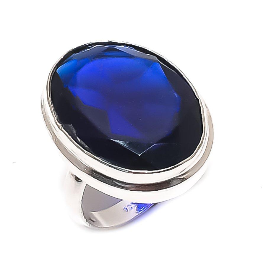 London Blue Topaz Gemstone Handmade 925 Sterling Silver Ring Size 5.5 H7q15