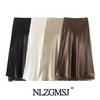 2026 European American Satin Lace Patchwork Slit Skirt