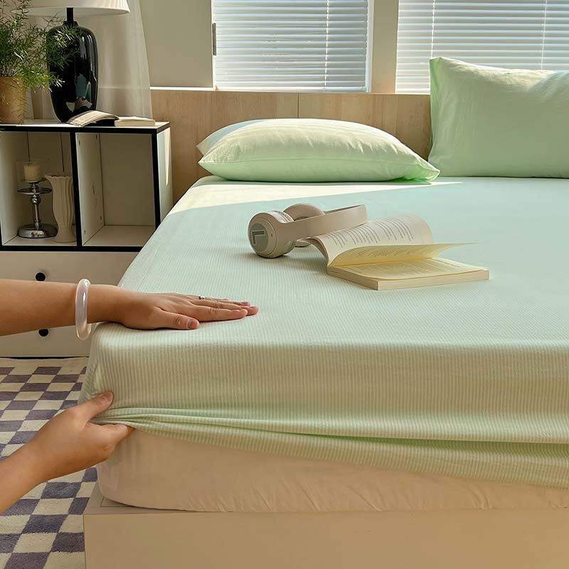 

1PCS Nordic Stripe Fitted Sheet Non Slip Bedspread 100% Cotton With Elastic Band Mattress Cover (no Pillowcase) Sheet 120x200cm 1pcs