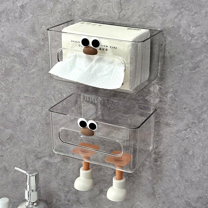 Wall Mounted Tissue Box Toilet Paper Towel Storage Box Transparent Napkin Paper Box Bathroom No Need for Punching