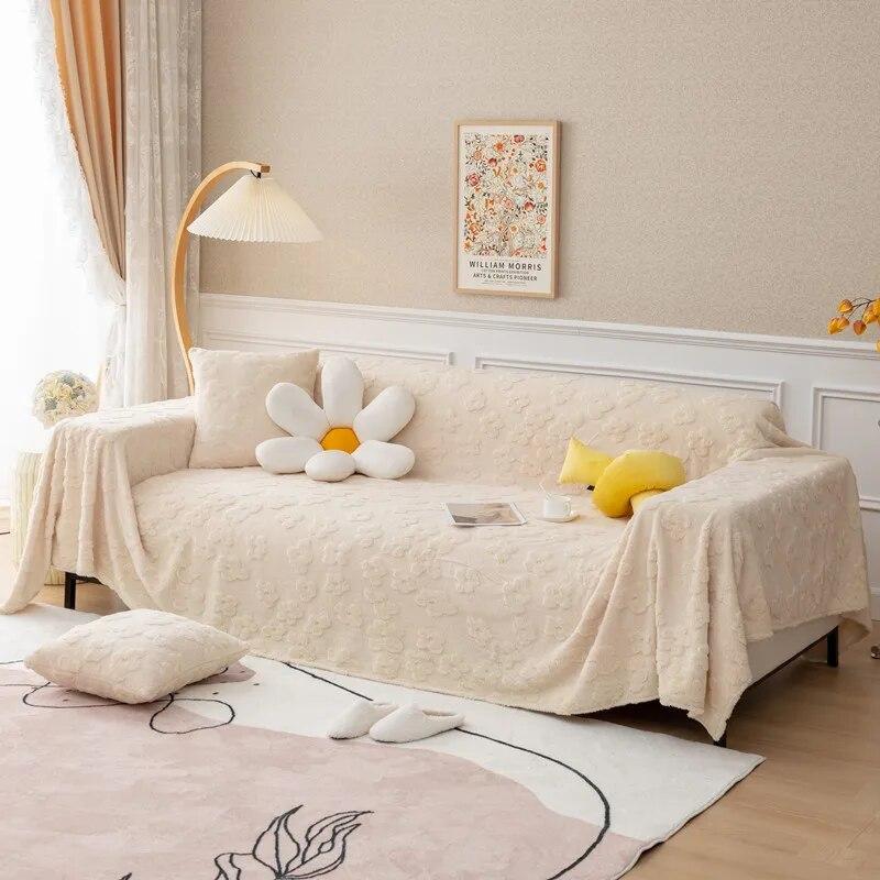 Thick Super Soft Velvet Sofa Cover Solid Color Plush Sofa Blanket Large Size Full Cover Sofa Towel Anti-cat Scratch Couch Covers