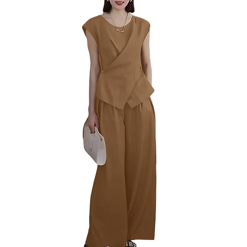 

ZANZEA Женские топы без рукавов с неровным низом и брюки Летние костюмы-двойки 5XL