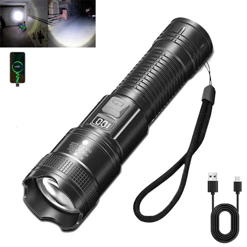 Strong LED Flashlight Fast Type C Rechargeable Light Outdoor Lighting Powerful Handheld Torch For Camping Emergencie