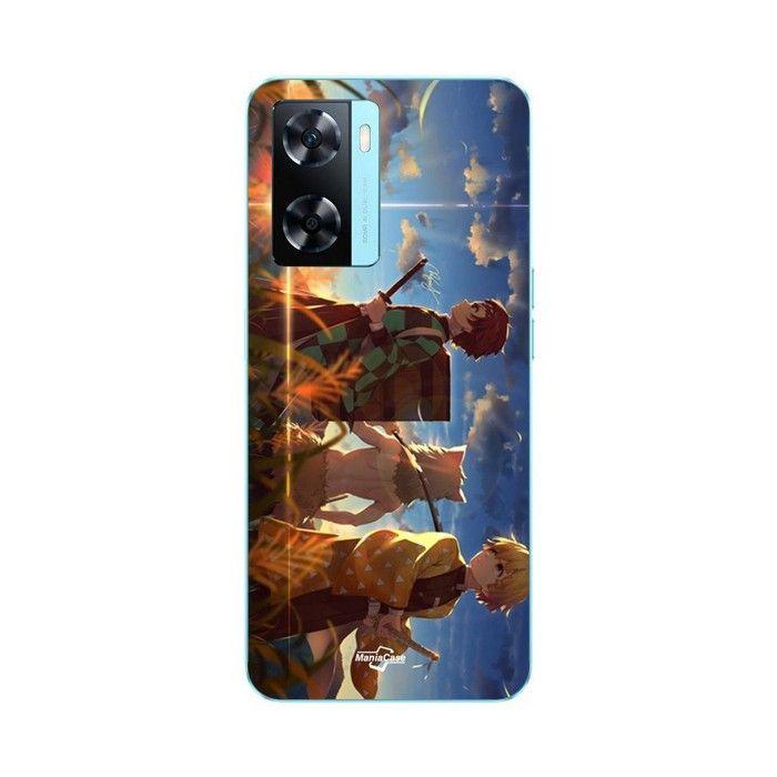 Coque de téléphone - MANIACASE - Oppo A57 4G - Silicone TPU - Noir - Tanjiro Inosuke Zenitsu