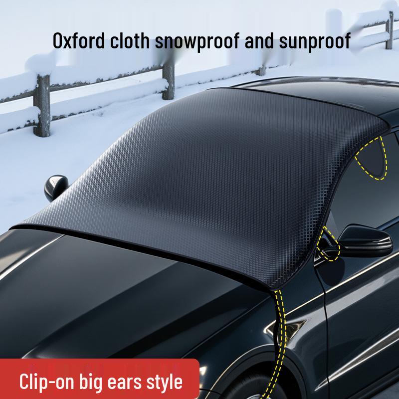 Oxford Cloth Car Snow Cover: Thickened Windshield Sunshade for Winter Frost and Anti-Freeze Protection