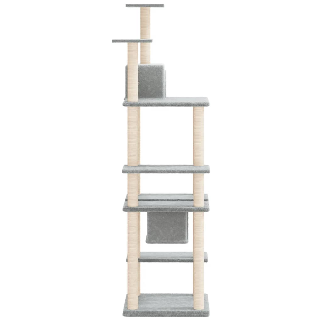 Cat Tree with Sisal Scratching Posts Light Grey 176 Cm