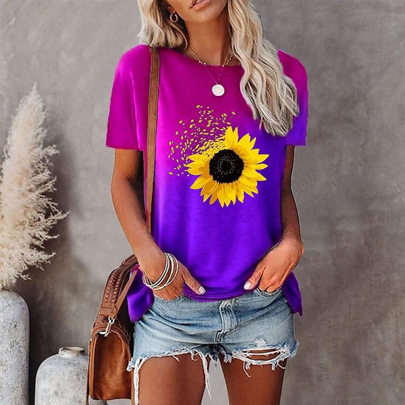 JPNTKY Women's Fashion Casual O-Neck Short Sleeve Blouses & Shirts