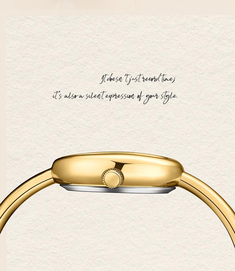 Yalalusi Gold Vintage Damen Minimalistische Quarz Oval Armbanduhr