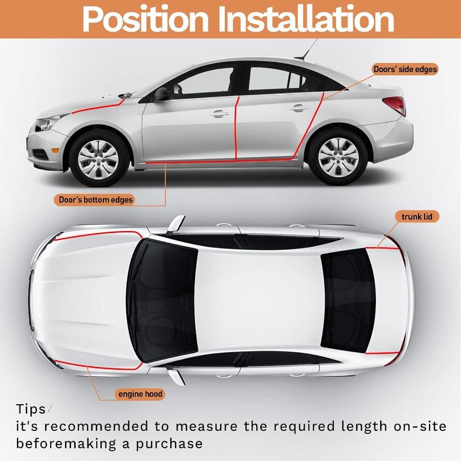 Car Door Edge Guards 65.6Ft 20m Rubber Seal U Shape Door Protection Trim for Cars Trucks SUVs Durable Weatherproof Edge Guards