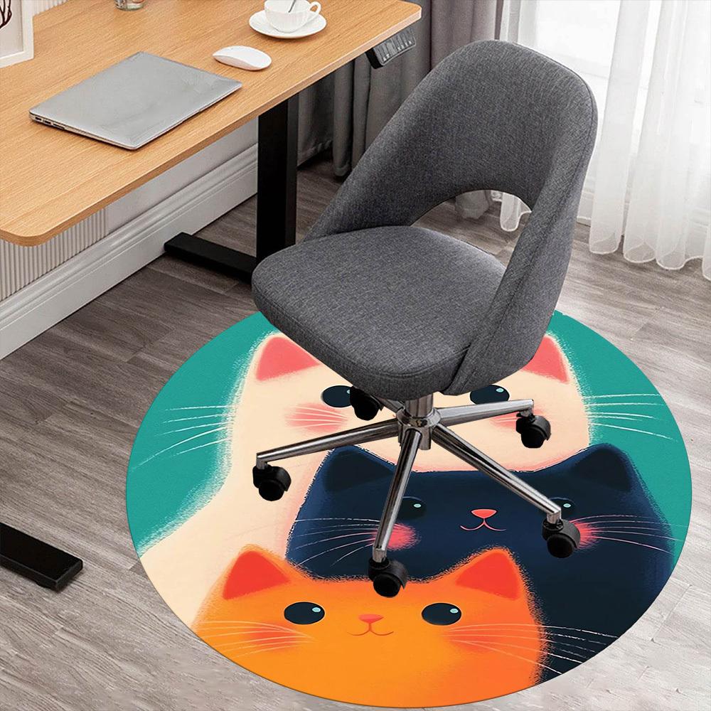 

1pc cat circle Round Chair mat Area Rug - Non-Slip, Floor Mat for Office, Bedroom, and Indoor Decor -1002092 80cm by 80cm