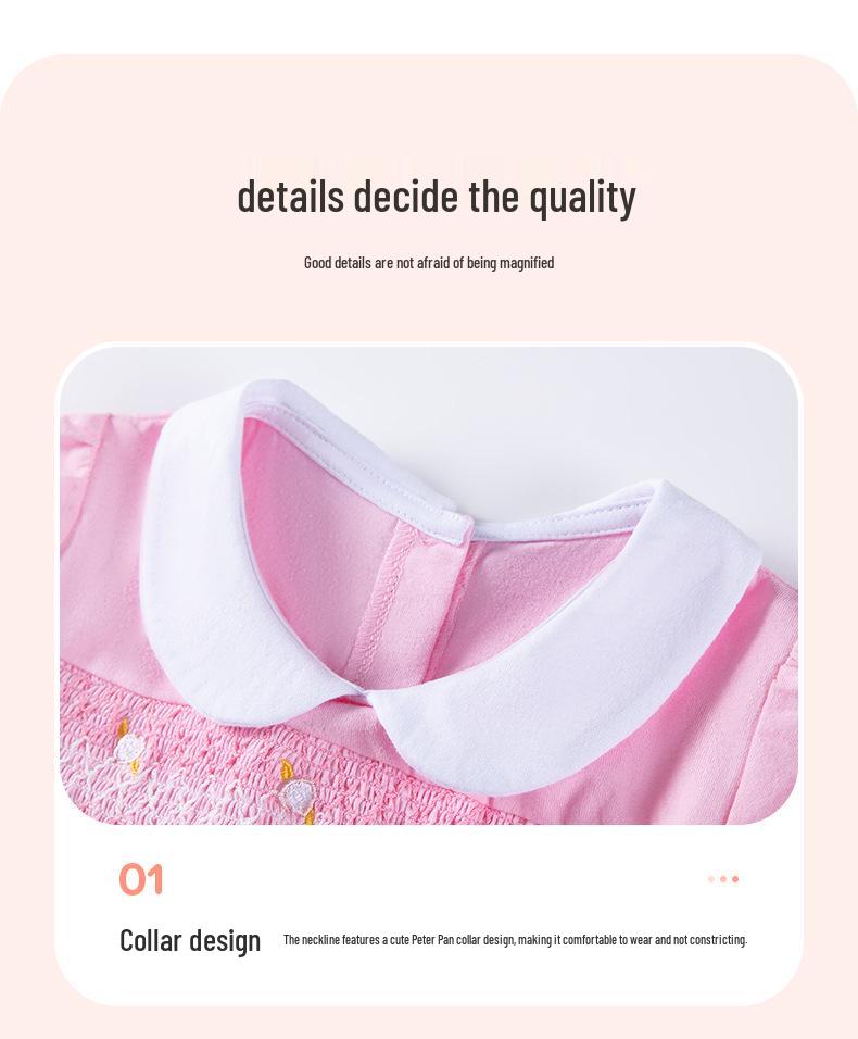 Little Maven Kids' Summer Knit Dress - Euro-American Style Short Sleeve Lapel