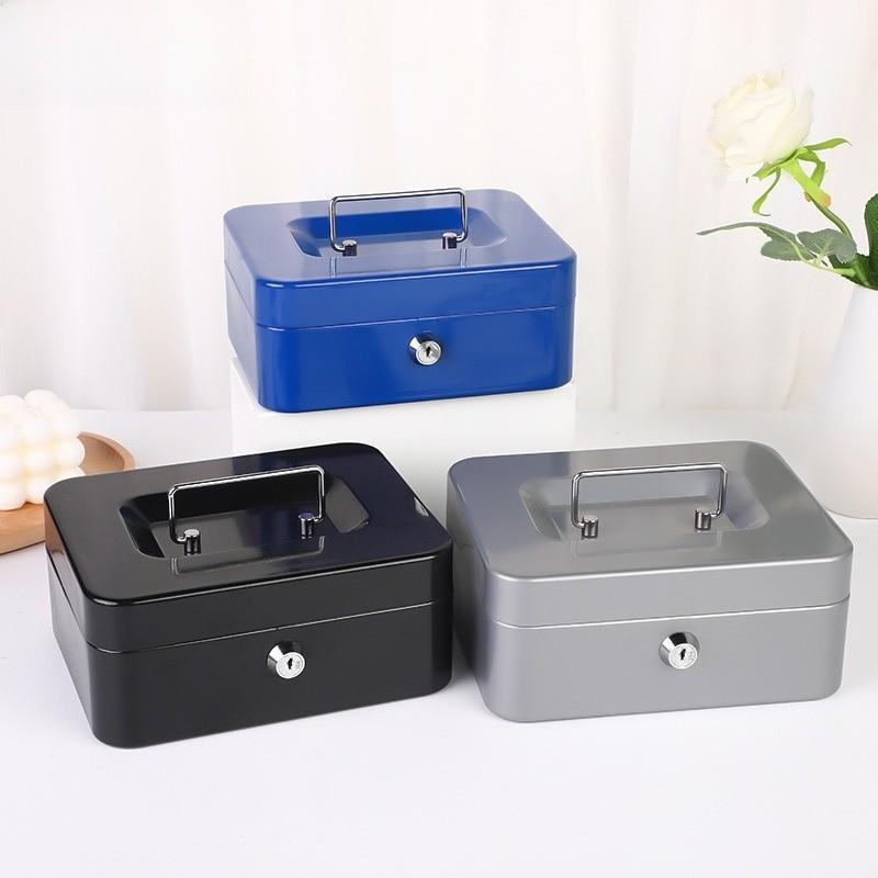 Metal Locking Storage Box With Key For Coins And Small Items Home Organization