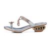 2024 Summer Sandals Women Shoes Rhinestone Flat Ladies Sandals Gold Silver Plus Size 41 A2126