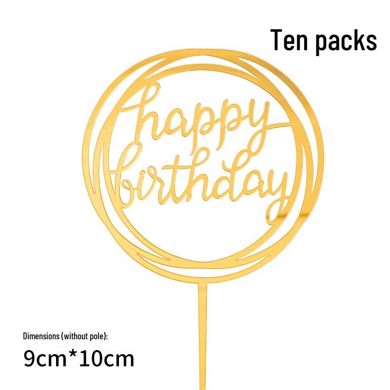 50 Stück Goldene Acryl-Kuchenstecker - Geburtstag, Festival, Muttertagsfeier