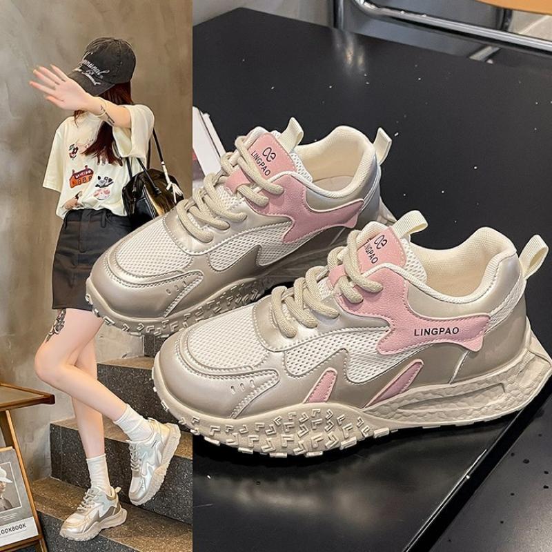 

Женская обувь, Женские кроссовки, Белая спортивная обувь, Низкие кроссовки с круглым носком на шнуровке для повседневной носки 40 розовый