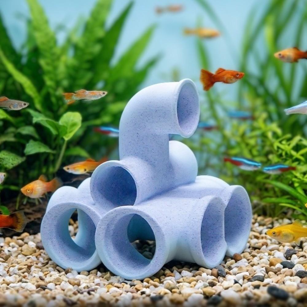 Abri en forme de tube imprimé en 3D pour poissons et crevettes, Labyrinthe paysager pour aquarium, Tunnel, Reproduction de poissons
