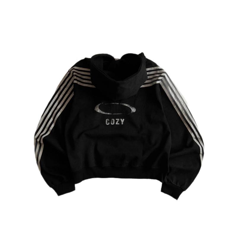 Unisex Streetwear Hooded Zip-Up Sweatshirt 2026 Casual Sportswear With Letter Print