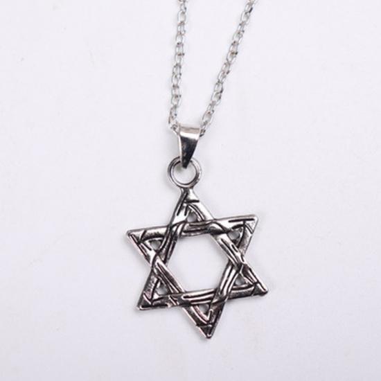 C183 Hot-Selling Die-Cast Patterned Hexagram Pendant Trendy Cool Men's Alloy Necklace