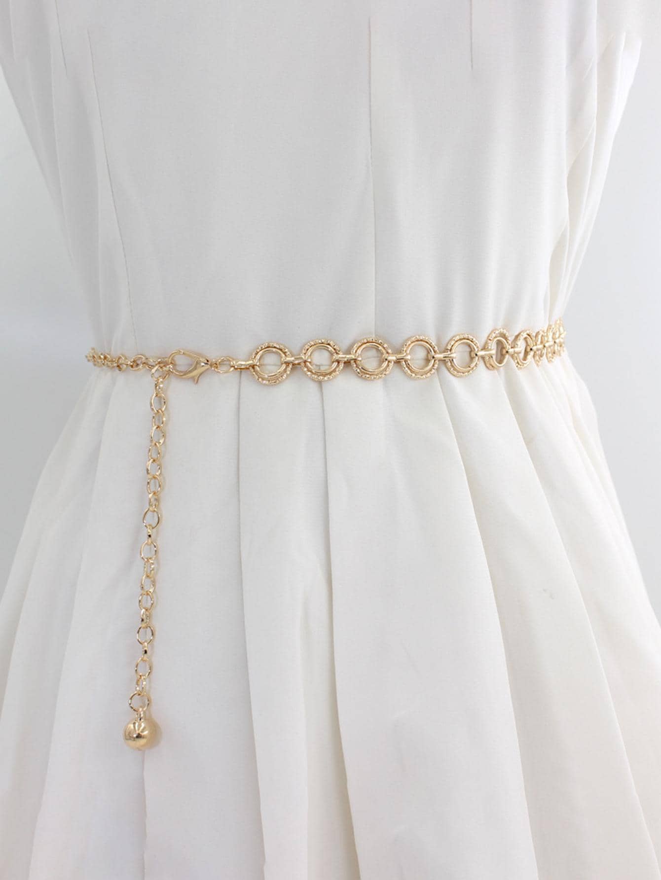 

1pc Gold Circle Chain Waist Belt for Women, Minimalist Fashion Dress Belt For Party Daily United States