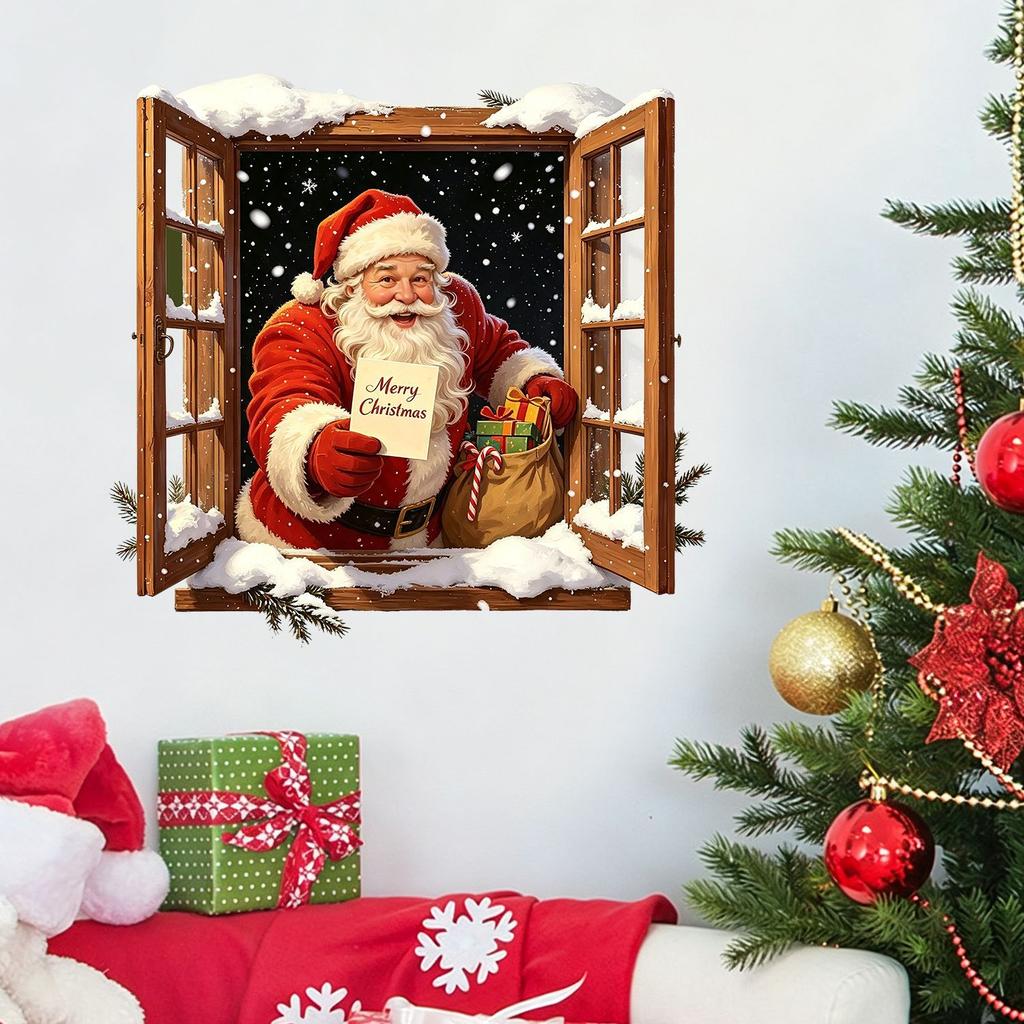 Christmas Santa Self-adhesive Wall Sticker Decorative Picture for Bedroom To Enhance Festive Atmosphere on The Wall