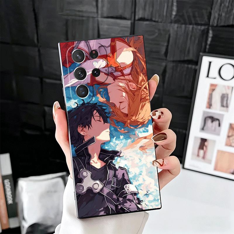 S-Sword O-Online SAO Anime Soft Phone Case for Samsung Galaxy S26 S25 Edge S24 Ultra S23 Plus S22 S21 FE S20 Black Cover Back Sh
