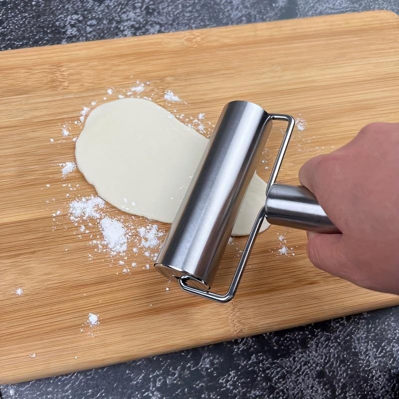 Pastry Pizza Roller, Smooth Non Stick Stainless Steel Rolling Pin Time-Saver Pizza Dough Roller for Home Kitchen Baking Cooking