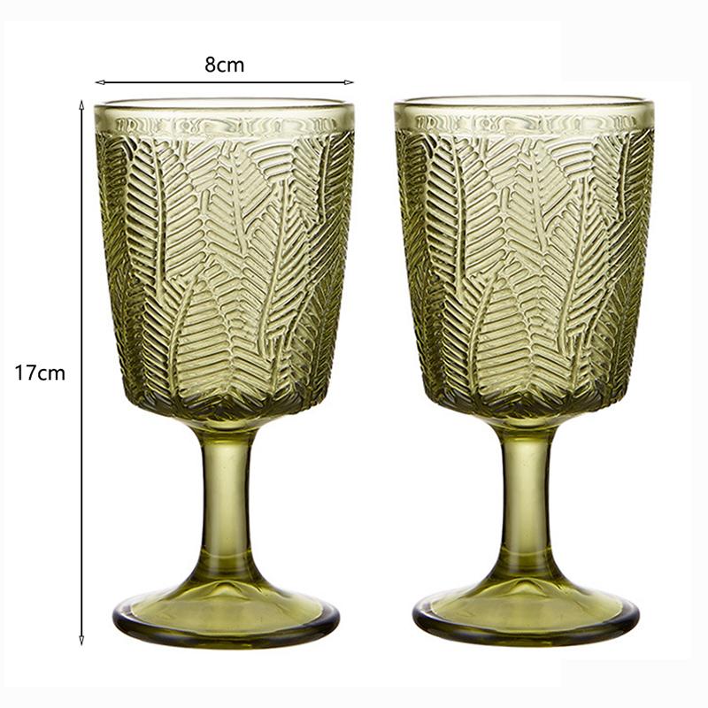 2Pcs Green Cups Glass Goblet Vintage Wine Glasses Whiskey Champagne Cocktail Cup Milk Juice Drinking Cup Party Wedding Glassware