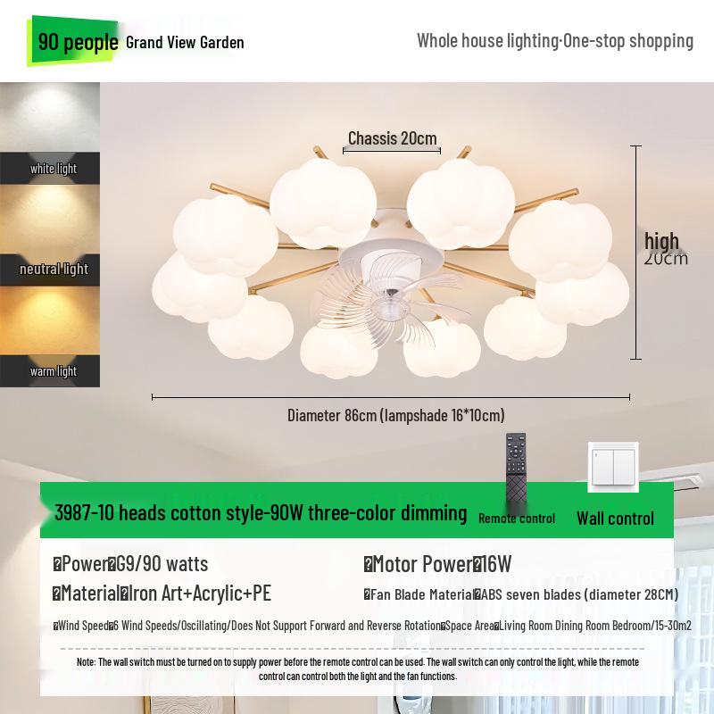2025 Modern Minimalist Head-Shaking Fan Light for Living Room