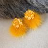 Silver Needle Autumn and Winter Flower Hairball Earrings Retro Premium Atmosphere Earrings Niche Fashion New Earrings Women